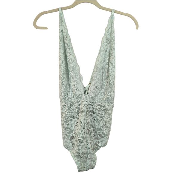 MM We Are HaH Coming In Haht Lace Bodysuit Lingerie Something Blue Teal L NWT - Picture 1 of 9